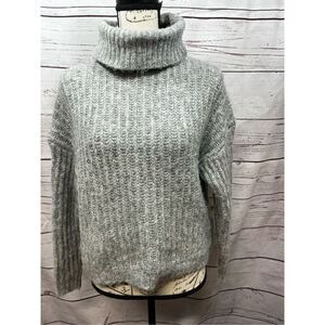 ONLY Women's Grey Ribbed Chunky Knit Turtleneck Sweater‎ Size S
